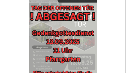 Leider müssen der Tag der offenen Tür und das Erntedankfest in Fahrland abgesagt werden