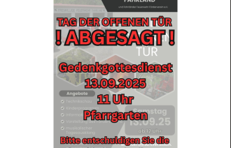 Leider müssen der Tag der offenen Tür und das Erntedankfest in Fahrland abgesagt werden