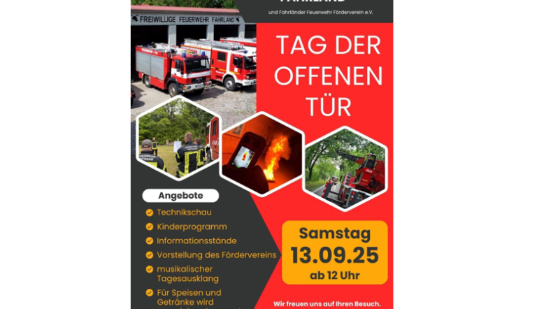 das Programm zum Tag der offenen Tür bei der Freiwilligen Feuerwehr Fahrland
